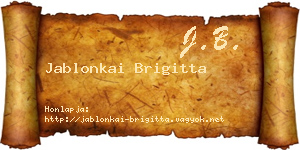Jablonkai Brigitta névjegykártya